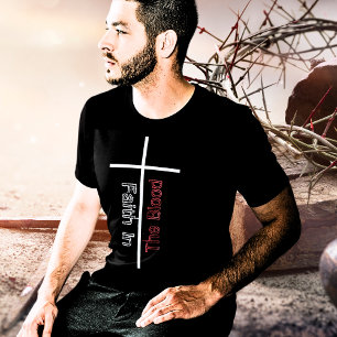 Camiseta Fe en la Cruz Blanca Cristiana en Sangre