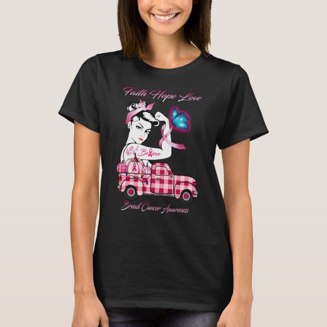 Camiseta Fe Esperanza Amor Concienciación sobre el Cáncer d (Anverso)