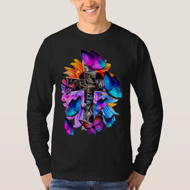Camiseta Fe-Esperanza-Amor Dios Jesucristo cruza las maripo (Anverso)