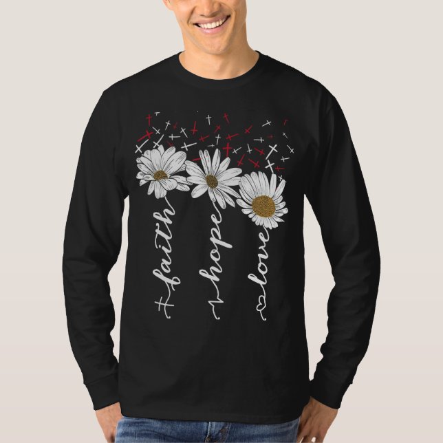 Camiseta Fe Esperanza Amor Jesús Flores Dios Religioso (Anverso)