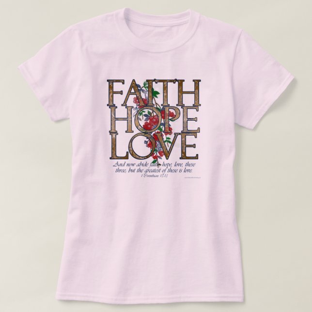 Camiseta Fe Esperanza Amor La Biblia Cristiana Verse (Diseño del anverso)