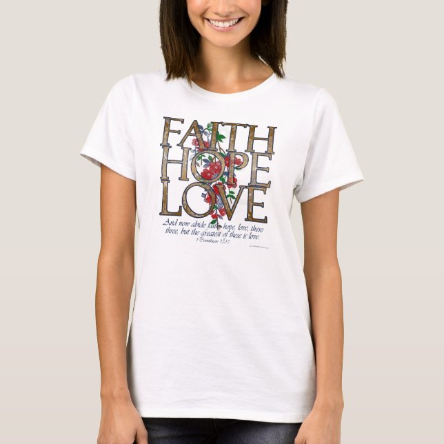 Camiseta Fe Esperanza Amor La Biblia Cristiana Verse (Anverso)