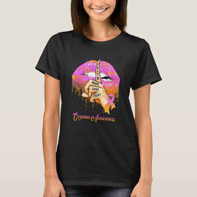 Camiseta Fe Esperanza Amor Lavanda y Cinta Naranja Eczema A (Anverso)