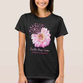 Camiseta Fe Esperanza Amor Tshirt Conciencia sobre el cánce