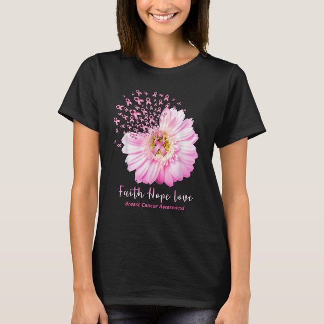 Camiseta Fe Esperanza Amor Tshirt Conciencia sobre el cánce (Anverso)