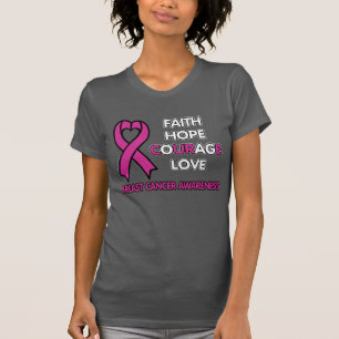Camiseta Fe Esperanza Coraje El Amor... El Cáncer de Mama