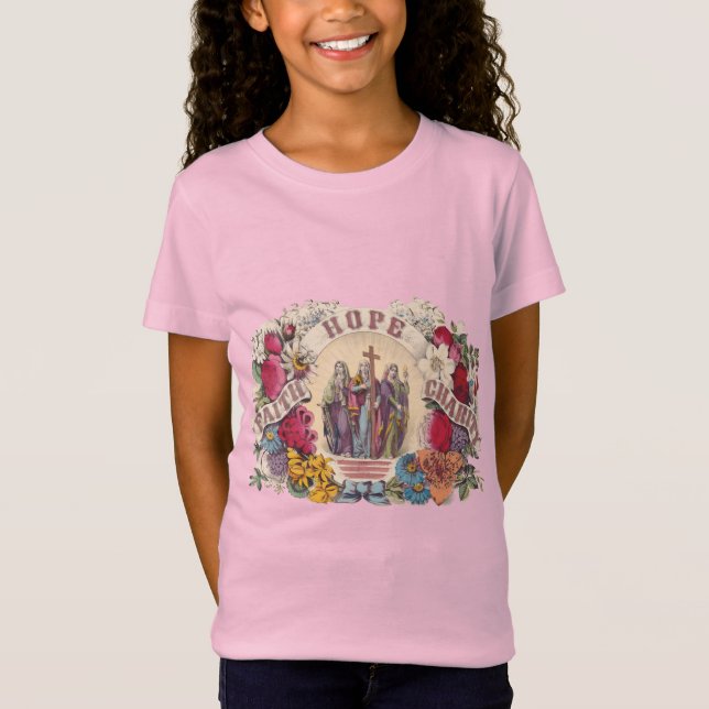 Camiseta Fe, esperanza y caridad virtudes teológicas (Anverso)