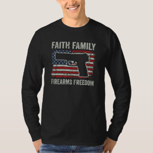 Camiseta Fe Familia Armas Fuego Libertad Cristiano Pro Arma