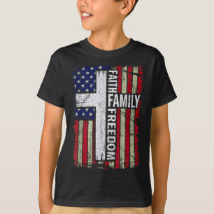 Camiseta Fe Familia Libertad - Vintage Cristiano Patriótico