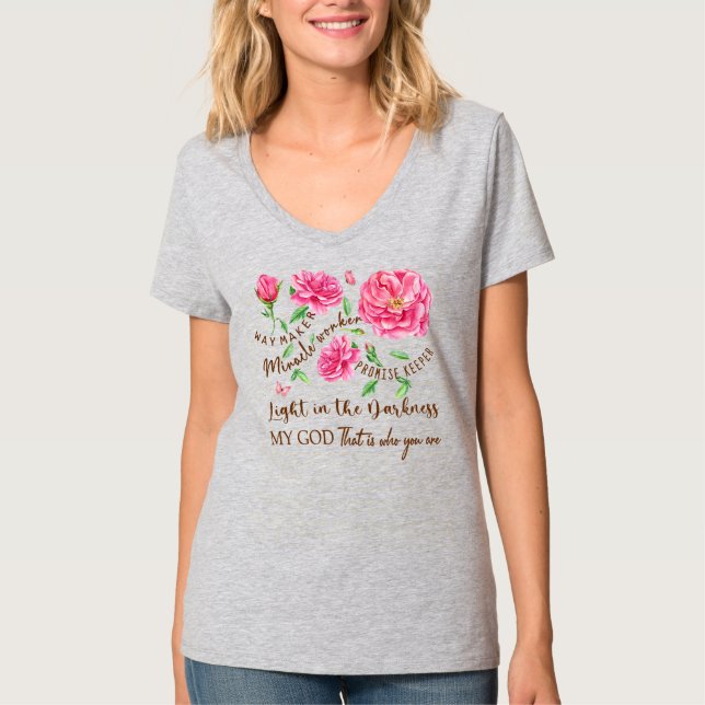 Camiseta Fe Flor Cristiana Jesús Cómo Maker Mi Dios  (Anverso)