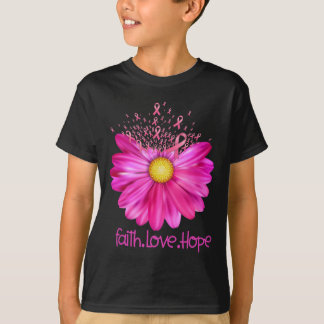Camiseta Fe Floral Amor Esperanza Conciencia sobre el Cánce