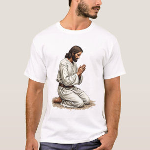 Camiseta Fe Grabado Vintage Manos de Jesús Orando