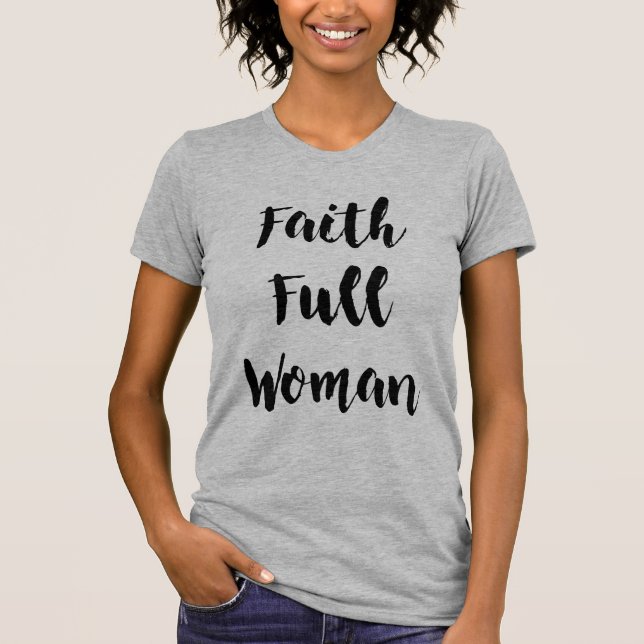 Camiseta Fe-Llena del cuello barco de la mujer (Anverso)