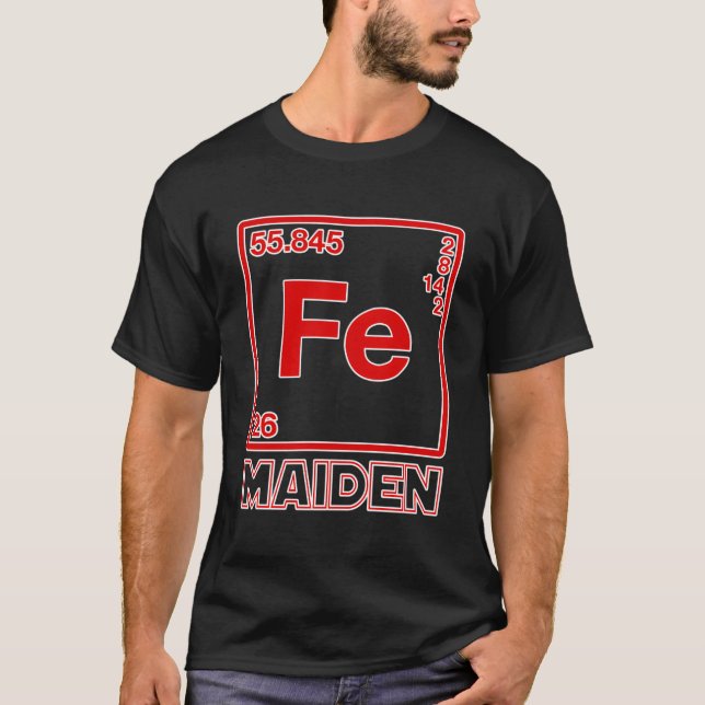 Camiseta Fe Maiden - Parodia del elemento de hierro (Fe) (Anverso)
