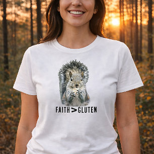 Camiseta Fe mayor que el gluten divertida ardilla cristiana