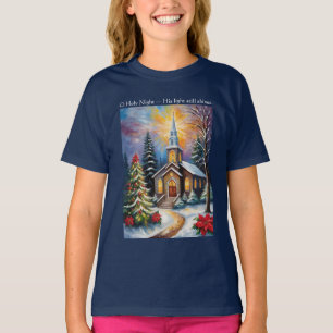 Camiseta Fe Navidad O Noche Santa Iglesia y Noche Nevada