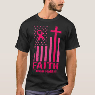 Camiseta Fe Por Miedo Bandera Estadounidense Cáncer De Mama