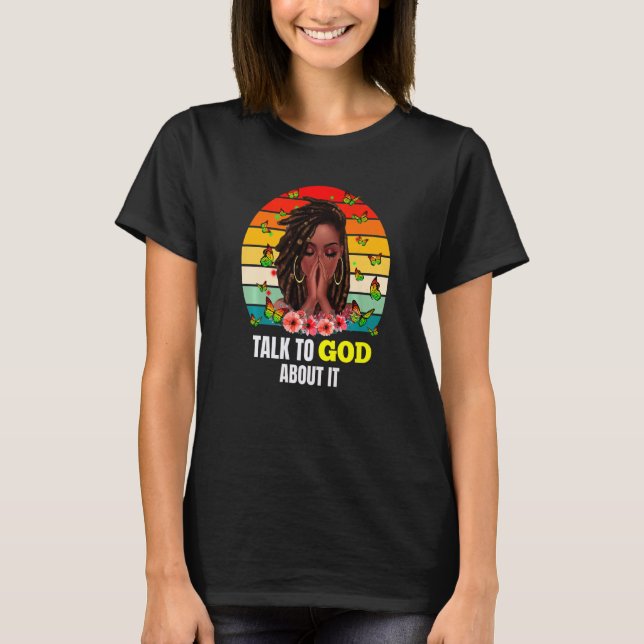 Camiseta Fe por miedo Melanin Skin Chicas negros Afro Reli (Anverso)