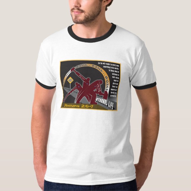 Camiseta Fe que crea los trabajos - 2:6 de los romanos - 7 (Anverso)