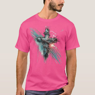 Camiseta Fe rebelde Cruz Cristiana Punk Arte Grunge Corona