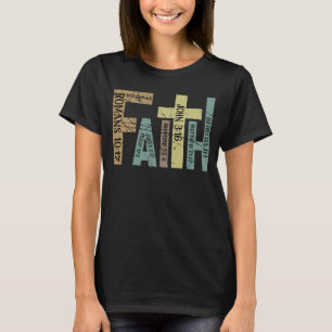 Camiseta Fe retro, cruz cristiana gráfica