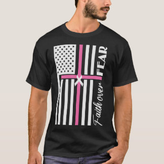 Camiseta Fe sobre miedo Bandera de la Cruz Rosa