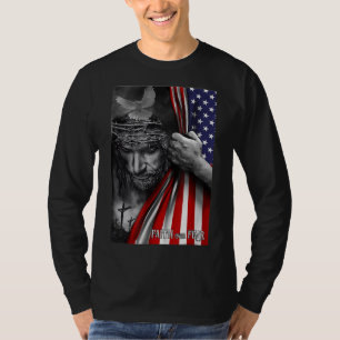 Camiseta Fe sobre miedo Dios Jesús Bandera Cristiana Gracio