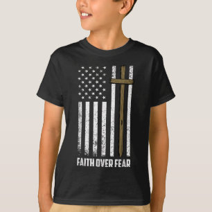 Camiseta Fe sobre Miedo Jesús Cruz Cristiana Dios Fe Nosotr
