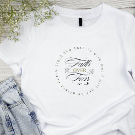 Camiseta Fe sobre miedo Motivador versículo de la Biblia