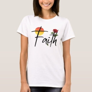 Camiseta Fe Tipografía Negra Con Rosa