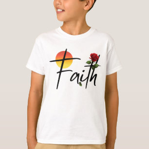 Camiseta Fe Tipografía Negra Con Rosa