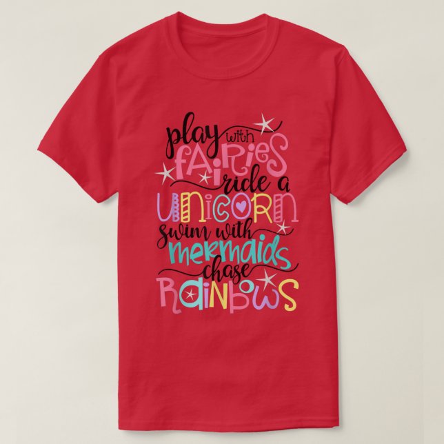 Camiseta Fe, Unicornio, Sirenas y Arcoiris divertidos (Diseño del anverso)