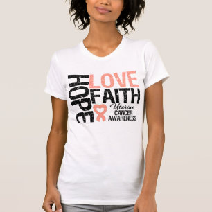 Camiseta Fe uterina del amor de la esperanza del cáncer