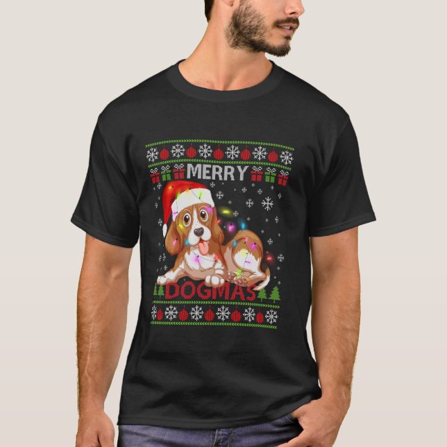 Camiseta Fea curiosa morera dogmas beagle navidad perro San (Anverso)