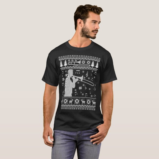 Camiseta fea de la banda del suéter del navidad (Anverso completo)