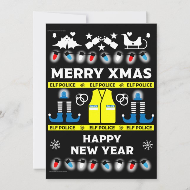 Camiseta fea de Navidad para oficial de policía   (Anverso)