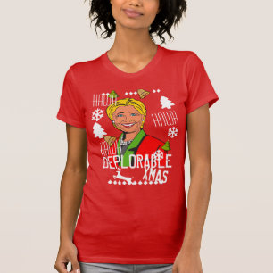 Camiseta fea de Navidad roja de Hillary Clinton, p