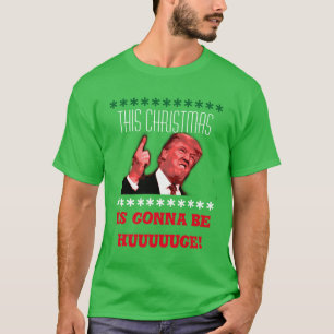 Camiseta fea del navidad de Donald Trump en verde