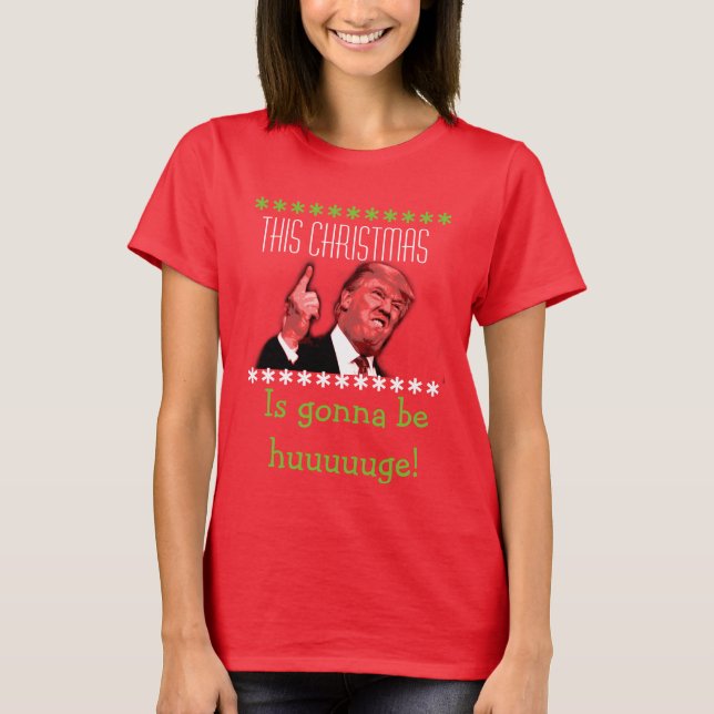 Camiseta fea del navidad de Donald Trump para las (Anverso)
