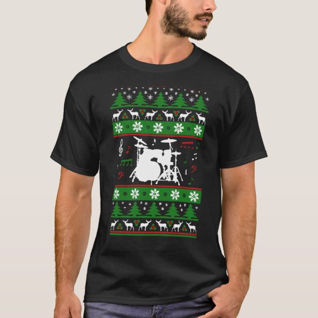 Camiseta fea del navidad de los tambores (Anverso)