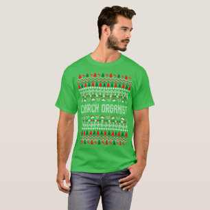 Camiseta fea del suéter del navidad del organista