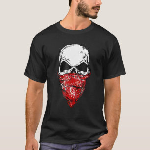 Camiseta Fearless Skeleton Skull Head Red Bandana Face Mask