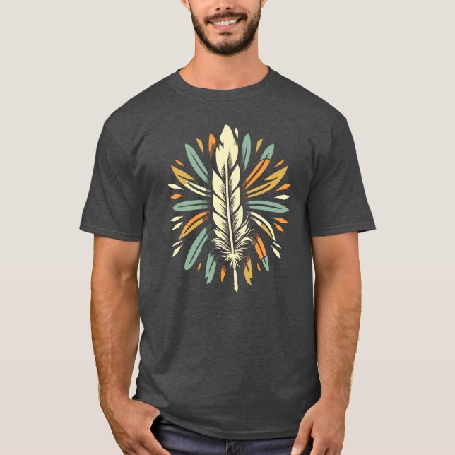 Camiseta Feather Southwest Warrior, arte tribal indio (Anverso)