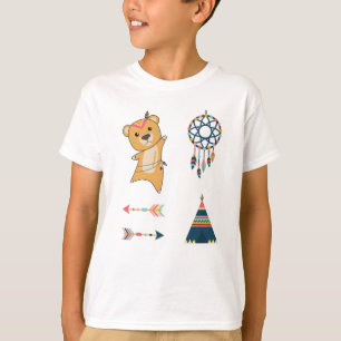 Camiseta Feather Teddy Fashing de oso amarillo indio