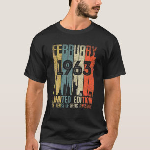 Camiseta Febrero 1963 59 Cumpleaños 59 Años 1963 Nacimiento