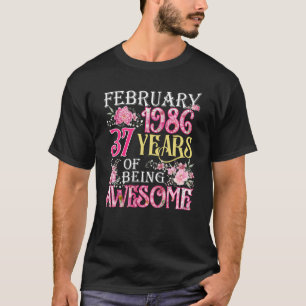 Camiseta Febrero Chica 1986 37º cumpleaños 37 años