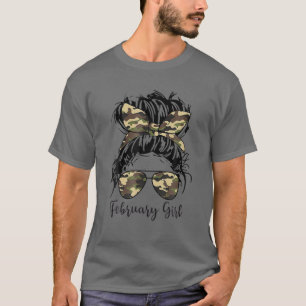 Camiseta Febrero Chica Messy Hair Gafas de sol Camouflage B