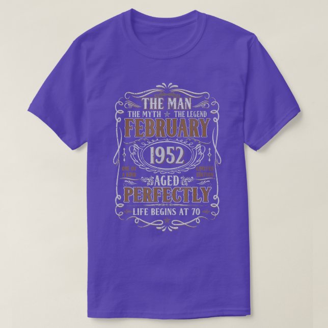 Camiseta Febrero de 1952 Leyenda del mito del hombre 70 cum (Diseño del anverso)