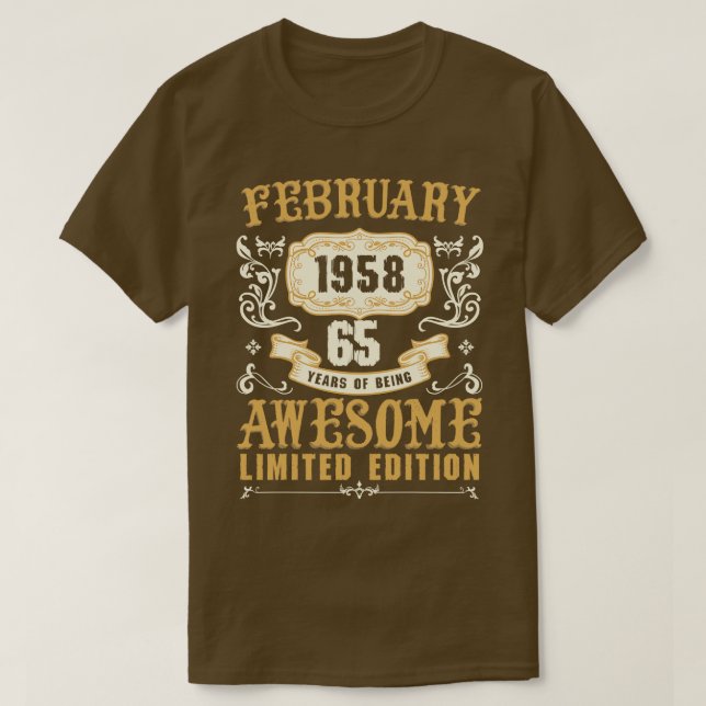 Camiseta Febrero De 1958 65 Años De Ser Una Ida Impresionan (Diseño del anverso)