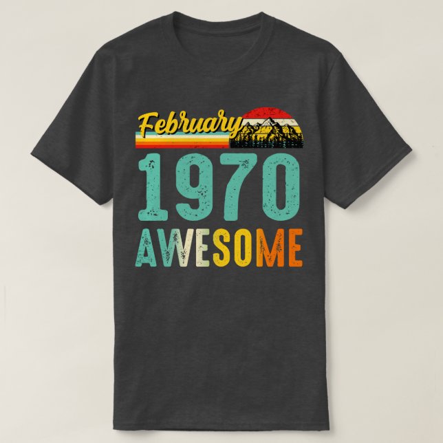 Camiseta Febrero de 1970 Cumpleaños Regalo Shirt Vintage Fe (Diseño del anverso)